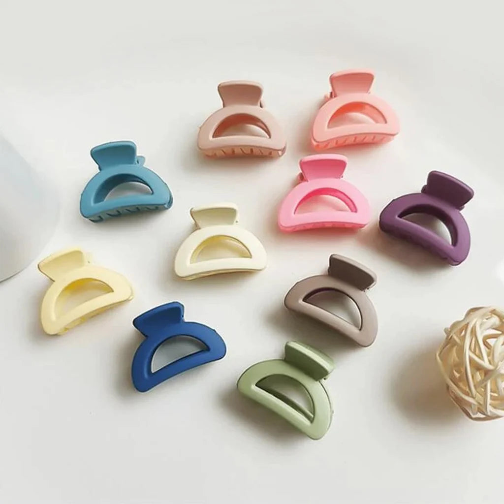 Set of 6 Mini Matte Finish Hair Claw Clips – Multicolor