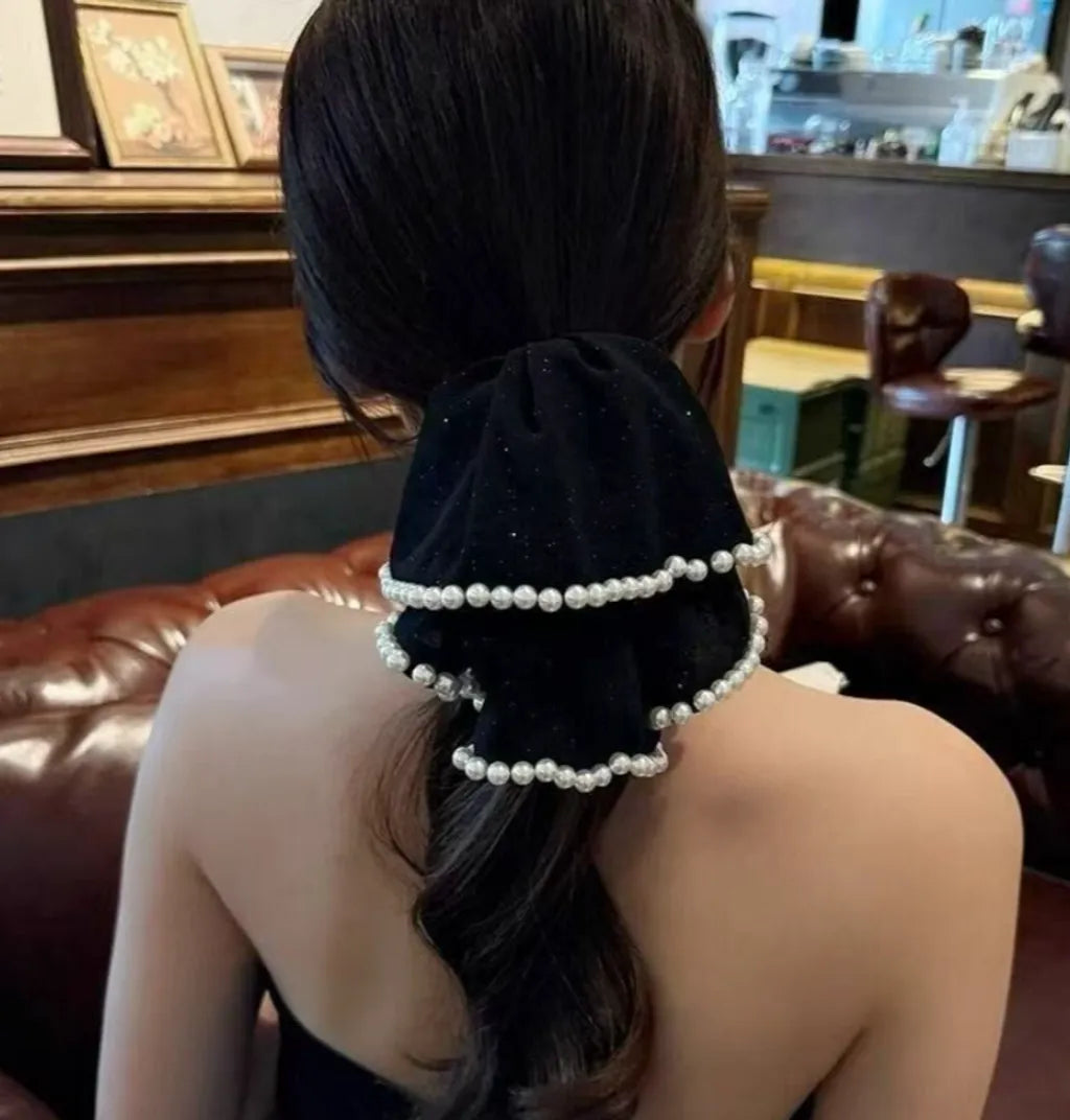 French Ruffle Pearl Ponytail Hair Claw