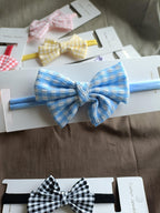 Checks Bow Baby Headbands - Soft & Stretchy