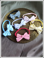 Checks Bow Baby Headbands - Soft & Stretchy