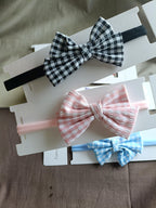 Checks Bow Baby Headbands - Soft & Stretchy