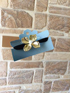 Metallic Flower Pearl Hair Tie – Gold, Silver & Black