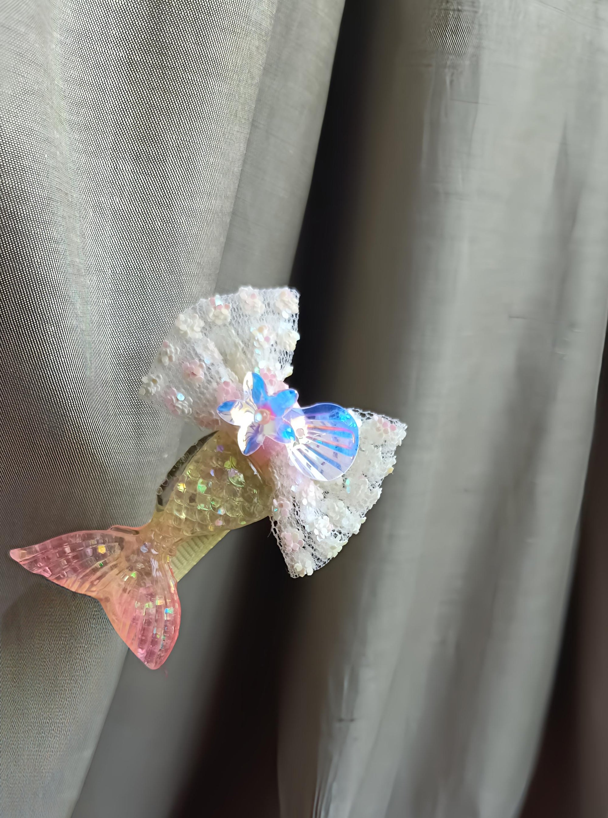 Sparkle Mermaid Tail Hair Clip – Glitter Bow Design