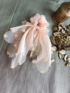 Floral Pearl Bow Hair Scrunchie for Women & Girls