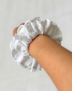 Oversized Lace Hair Scrunchie – Black & White