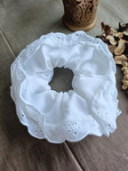 Oversized Lace Hair Scrunchie – Black & White