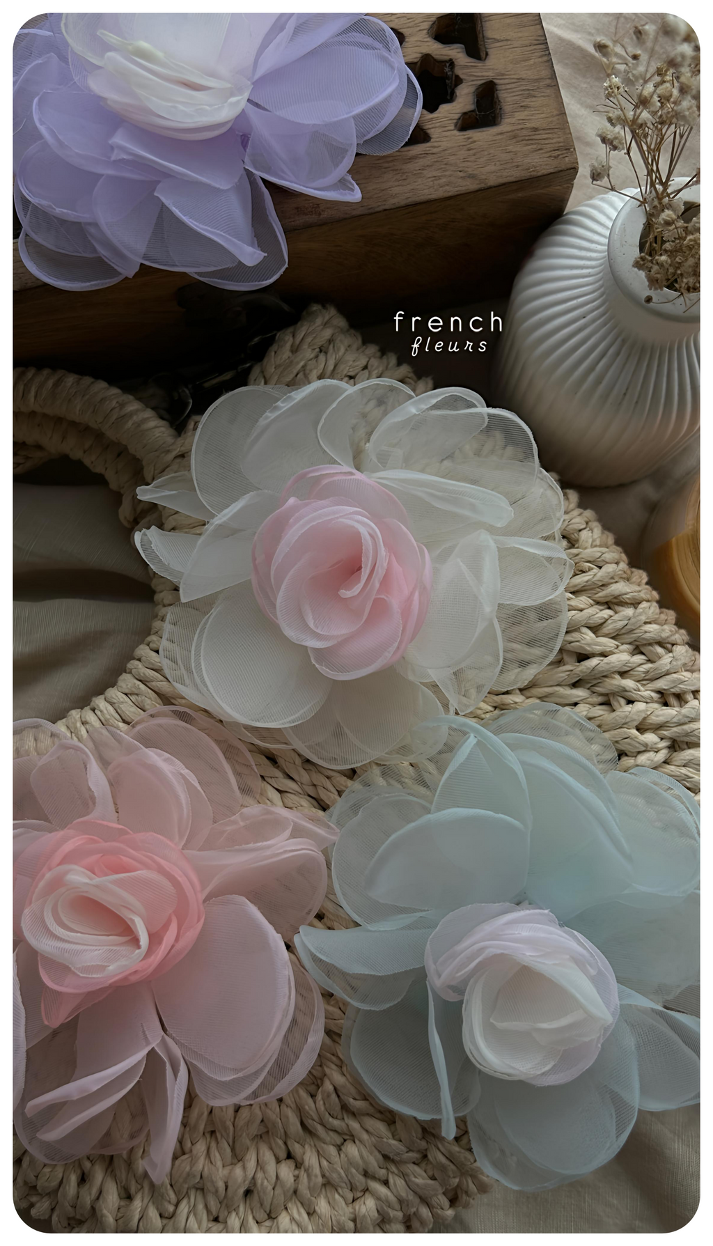 GIRLY Floral Fantasy Baby Hair Clips – Soft Organza Flower Design