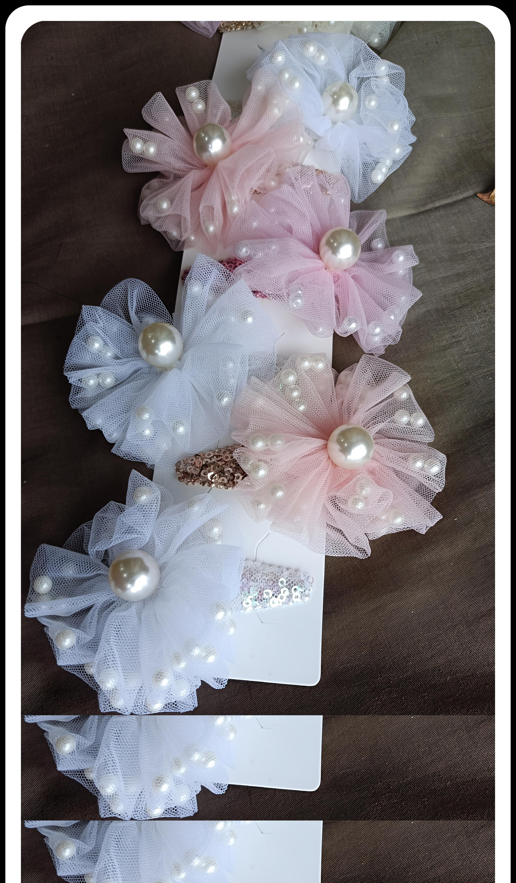 Princess Pearl Tulle Hair Clips