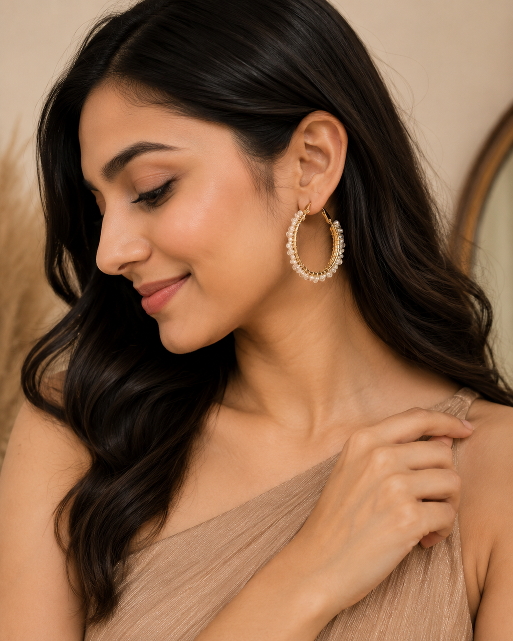 Crystal Bloom Gold Hoop Earrings | GIRLY