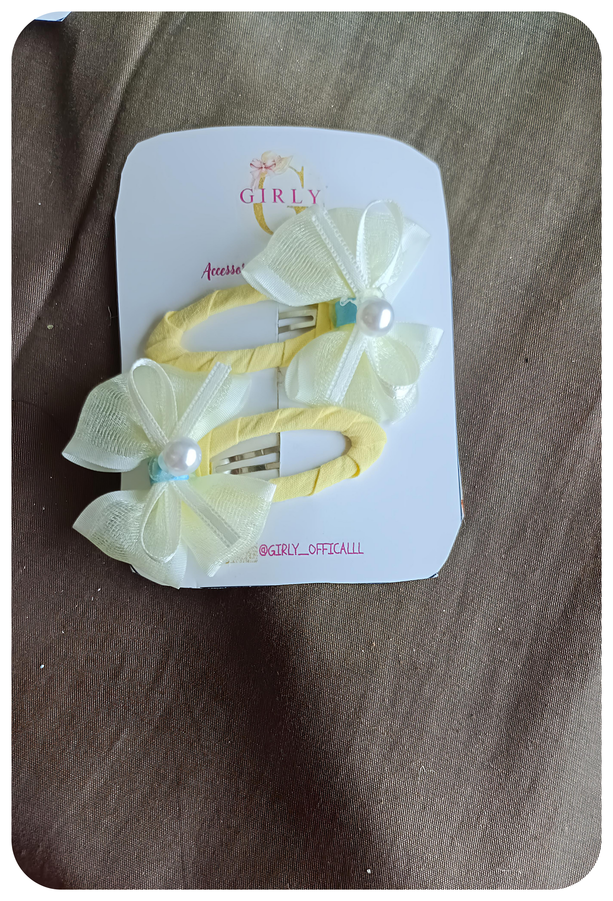 Elegant Pastel Bow Hair Pins - Set of Two