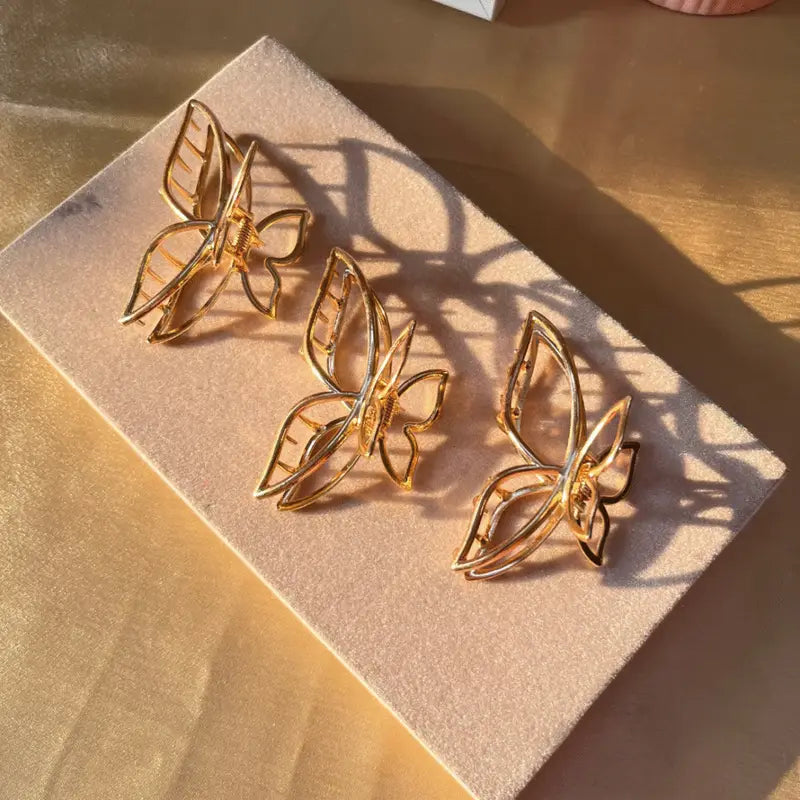 Elegant Butterfly Gold Hair Claw Clip