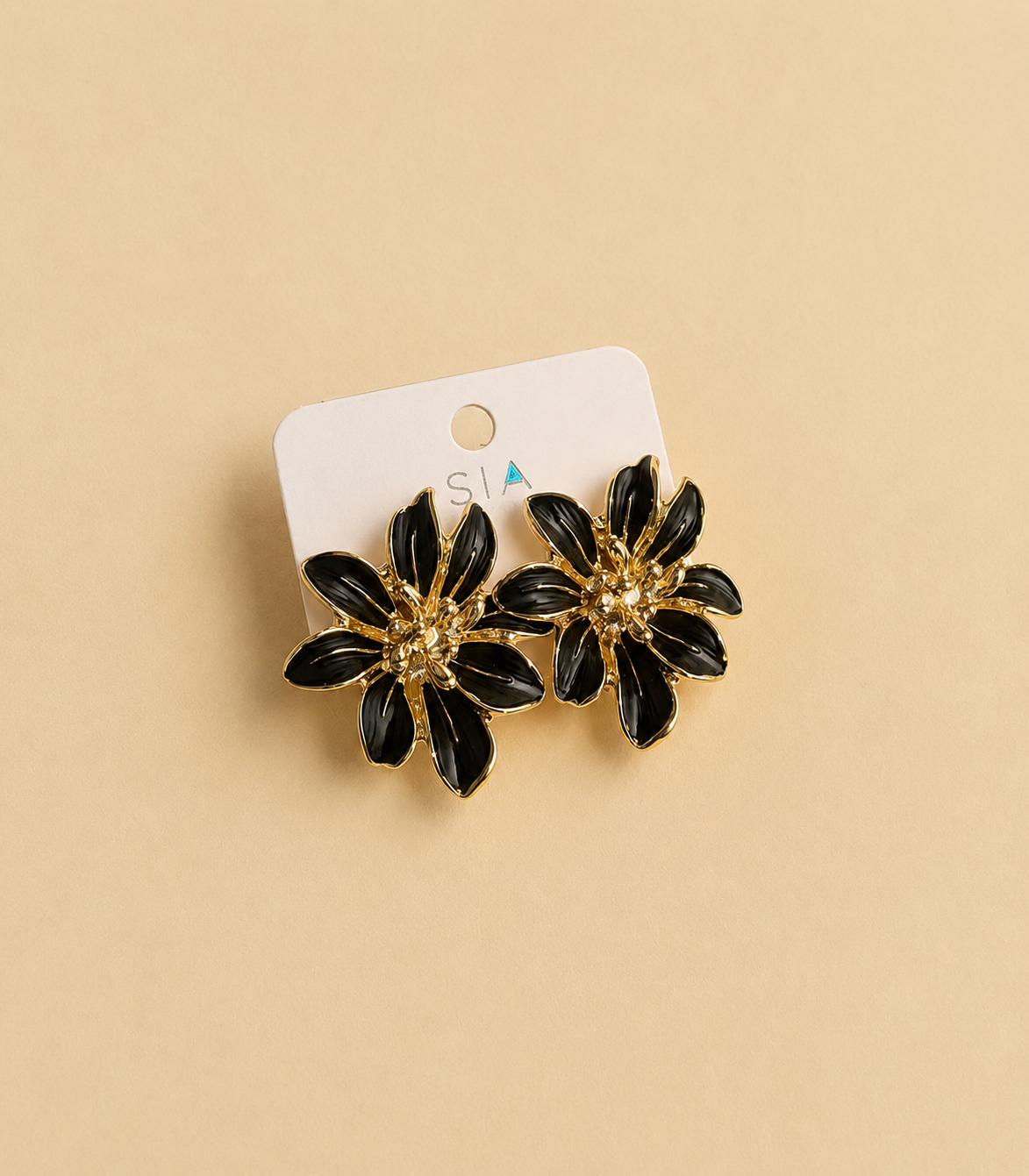 Black Floral Statement Earrings for Women | GIRLY