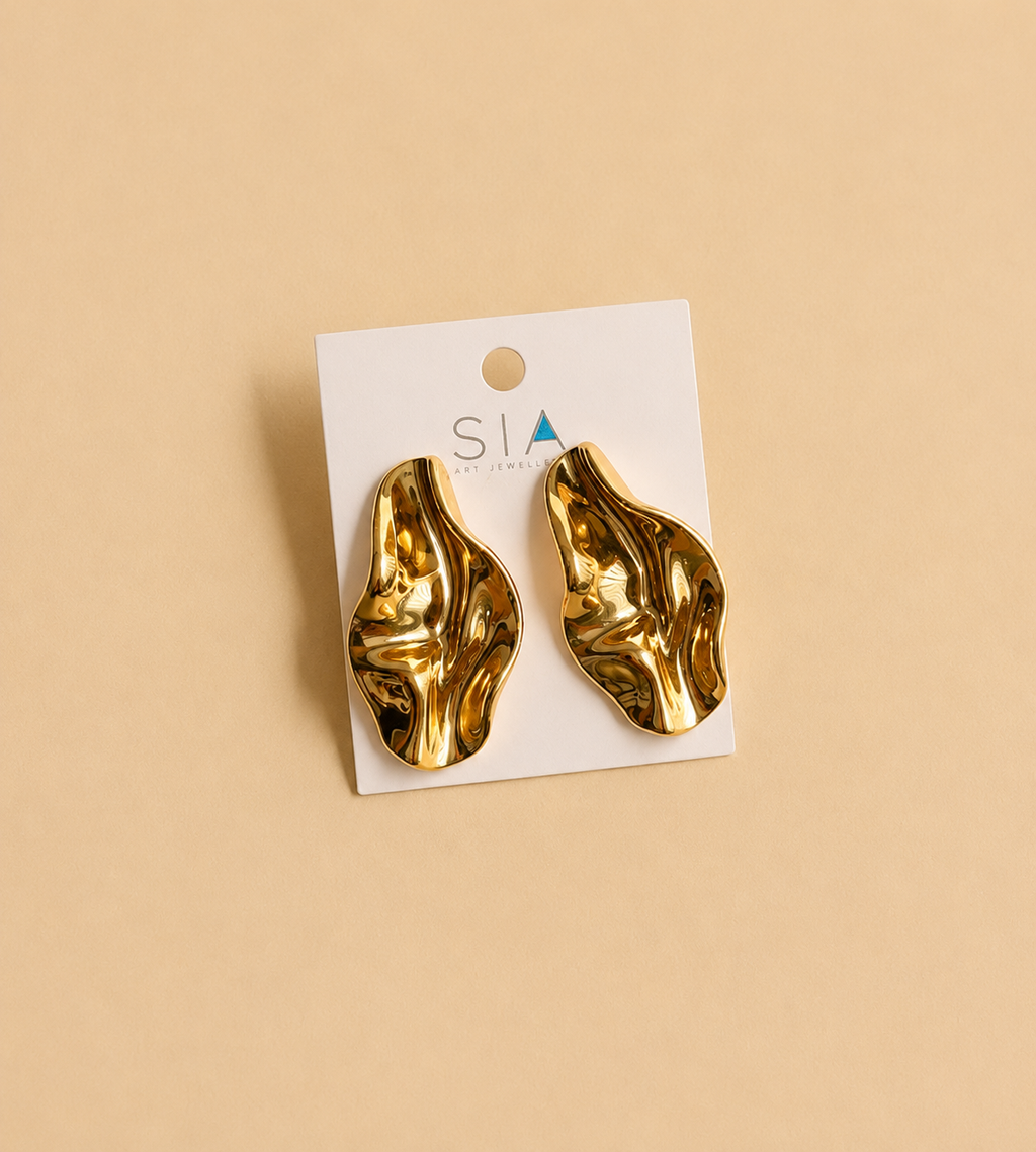 Luxury Gold Sculptural Earrings – Korean Fashion Jewelry