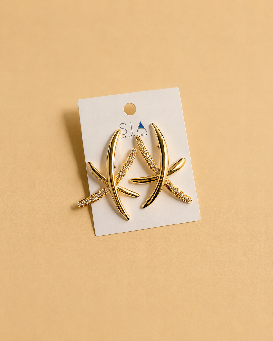 Gold Crystal Cross Statement Earrings for Women | GIRLY