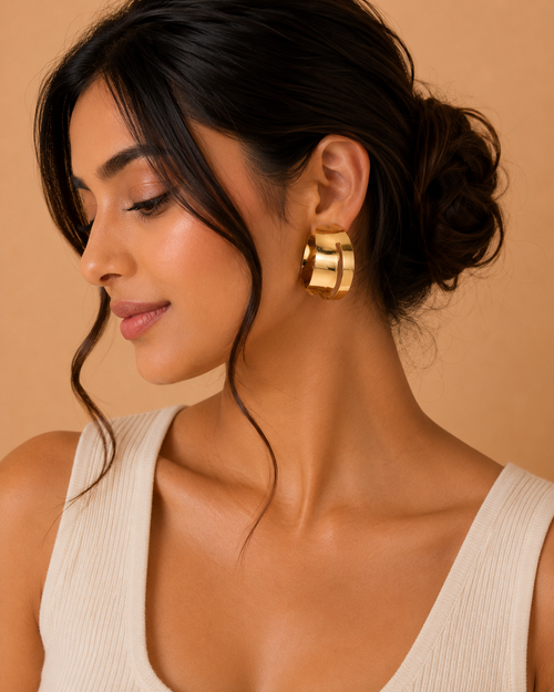 Bold Chunky Gold Hoop Earrings – Korean Fashion Jewelry