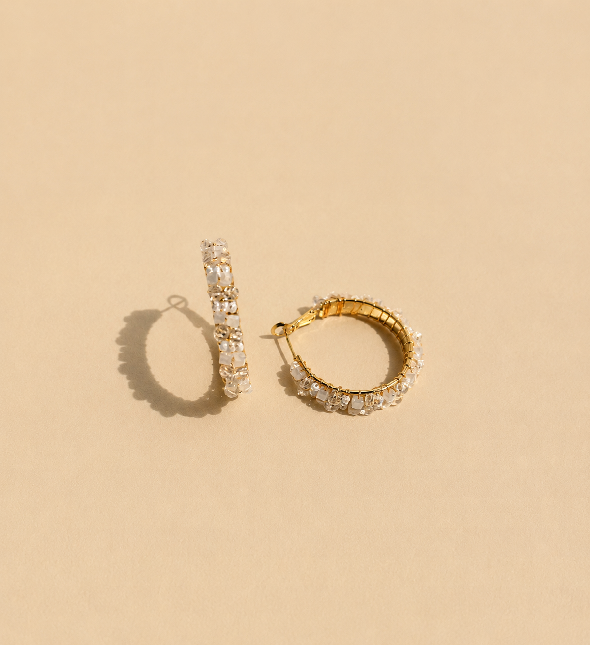 Crystal Bloom Gold Hoop Earrings | GIRLY