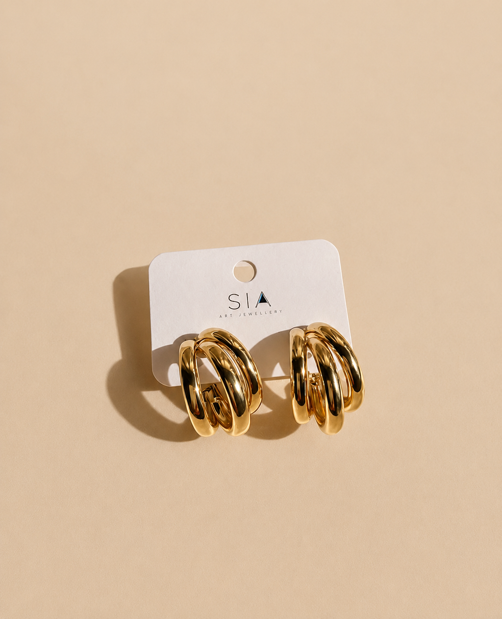 Triple Hoop Gold Statement Earrings for Women | GIRLY