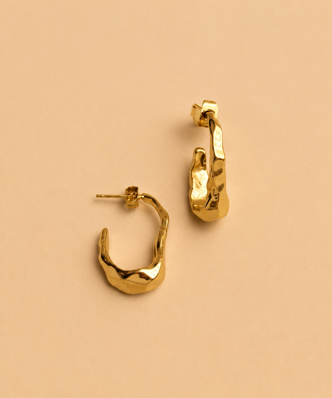 Organic Gold Hoop Earrings for Women | Modern Textured Hoops | GIRLY