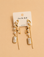 Pearl Cascade Gold Drop Earrings for Women | Elegant Statement Jewelry | GIRLY