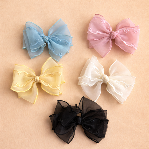 chiffon hair bows, girls hair accessories, pastel hair clips, cute hair bows for kids, trendy hair accessories India, sheer bow clips, GIRLY accessories