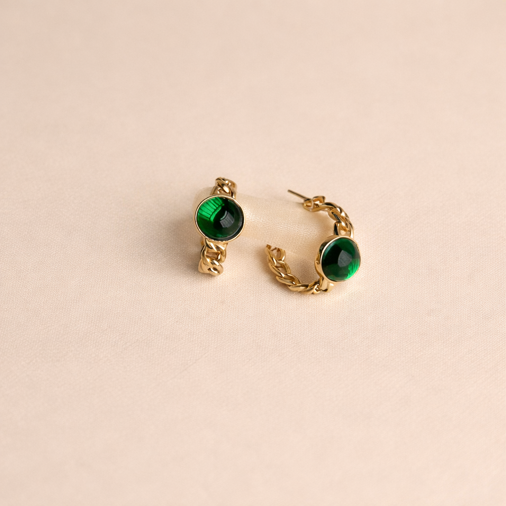 Cubic Zirconia Emerald Green Ring Ouxi Small 18k Gold Plated Earrings