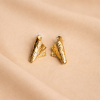 Gold Textured Statement Earrings for Women – Elegant Minimal Design