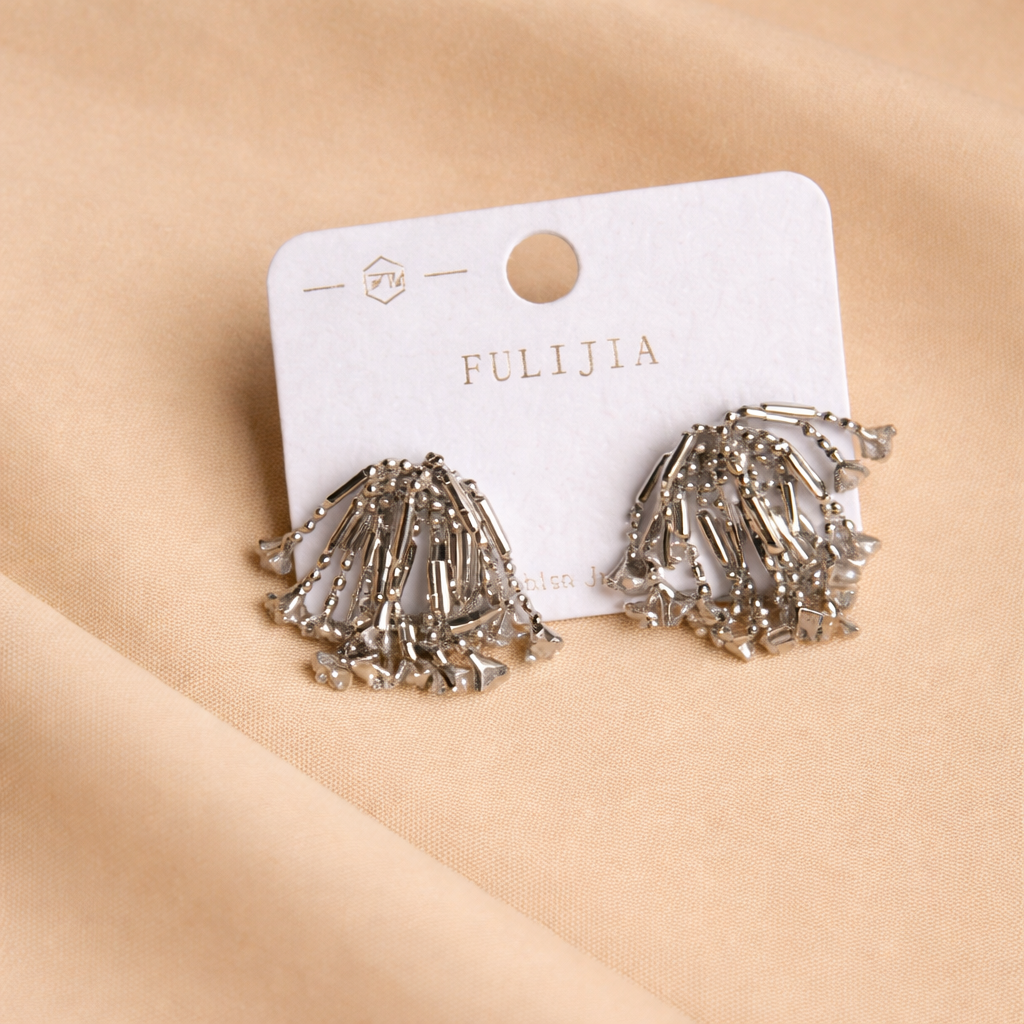 Silver Tassel Statement Earrings for Women – Elegant Party Wear