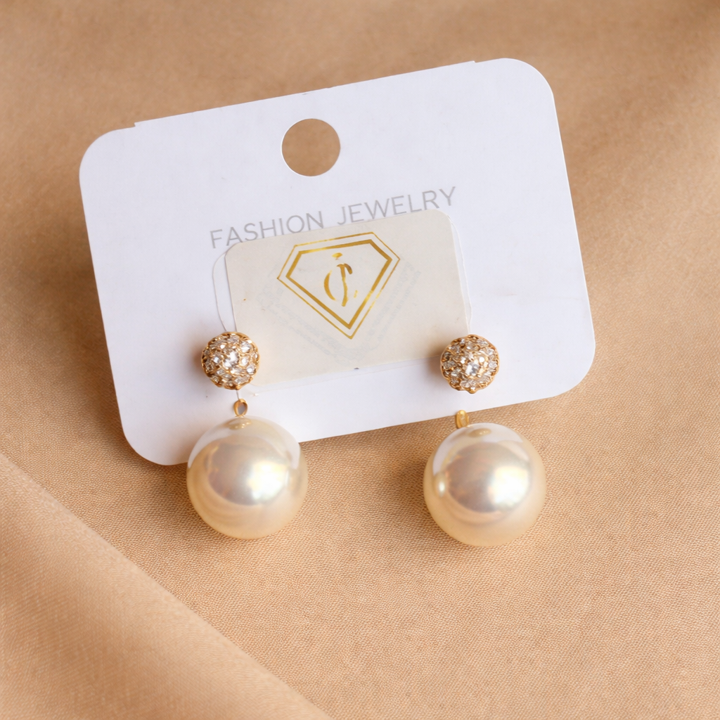 Elegant Pearl Drop Earrings for Women | Classic Gold Stud Jewellery