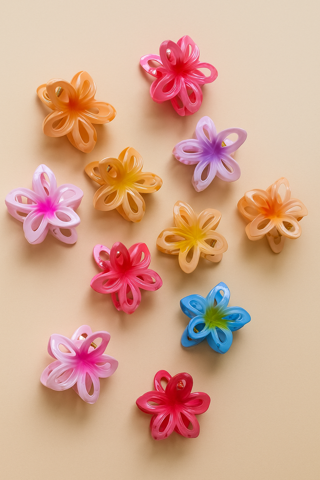 Korean Colorful Transparent Plastic Hollow Hair Claw