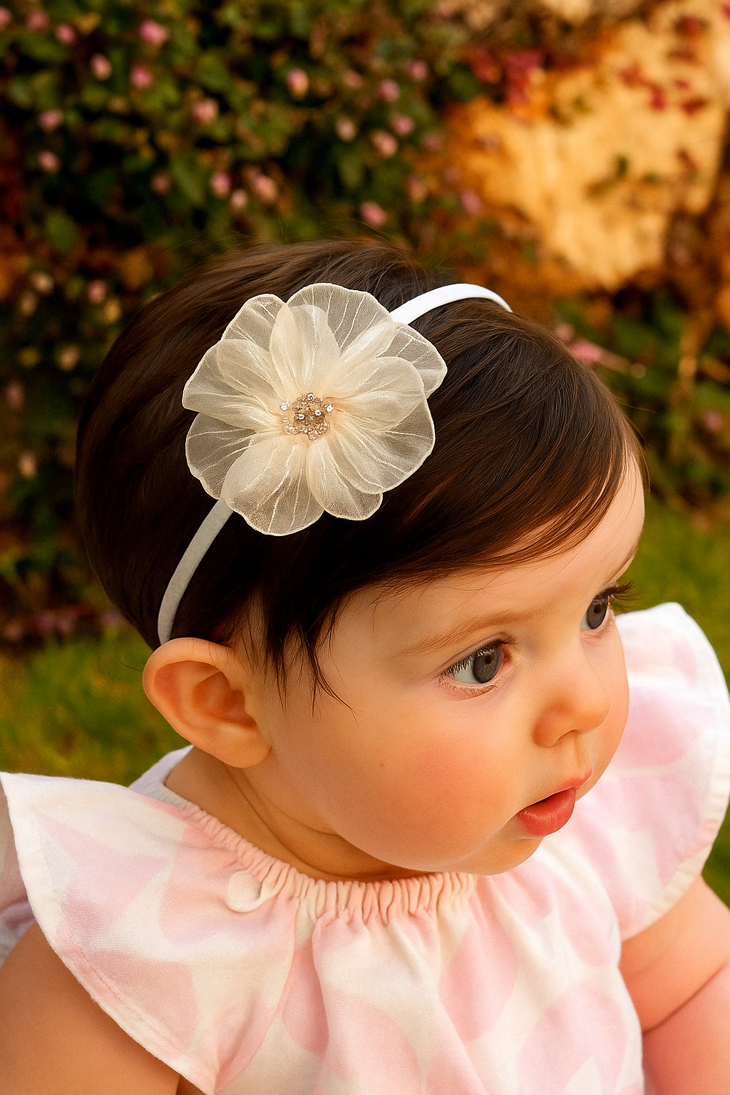 Ivory Floral Headband for Girls & Women – Elegant Wedding & Party Hair Accessory