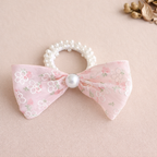 Floral Lace Bow Pearl Hair Tie Scrunchie for Women & Girls