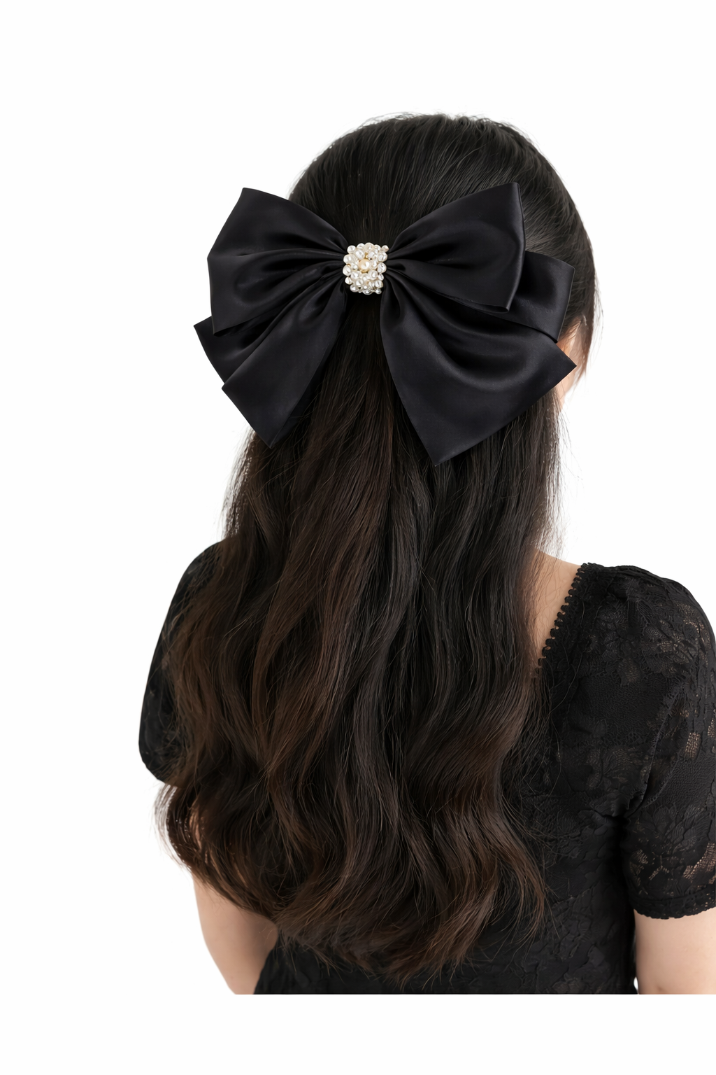 Hair bow pin for Women Black and white