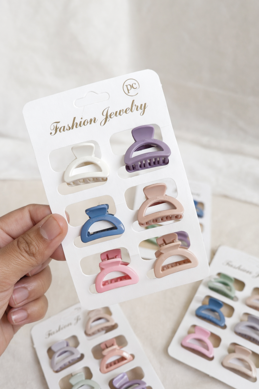 Set of 6 Mini Matte Finish Hair Claw Clips – Multicolor