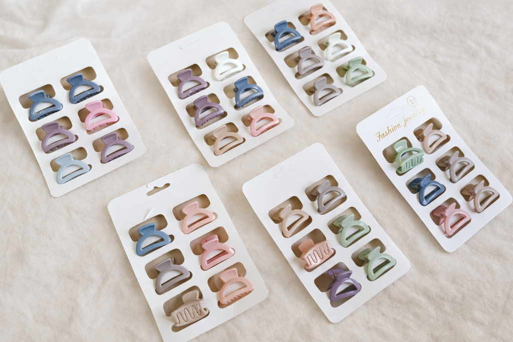 Set of 6 Mini Matte Finish Hair Claw Clips – Multicolor