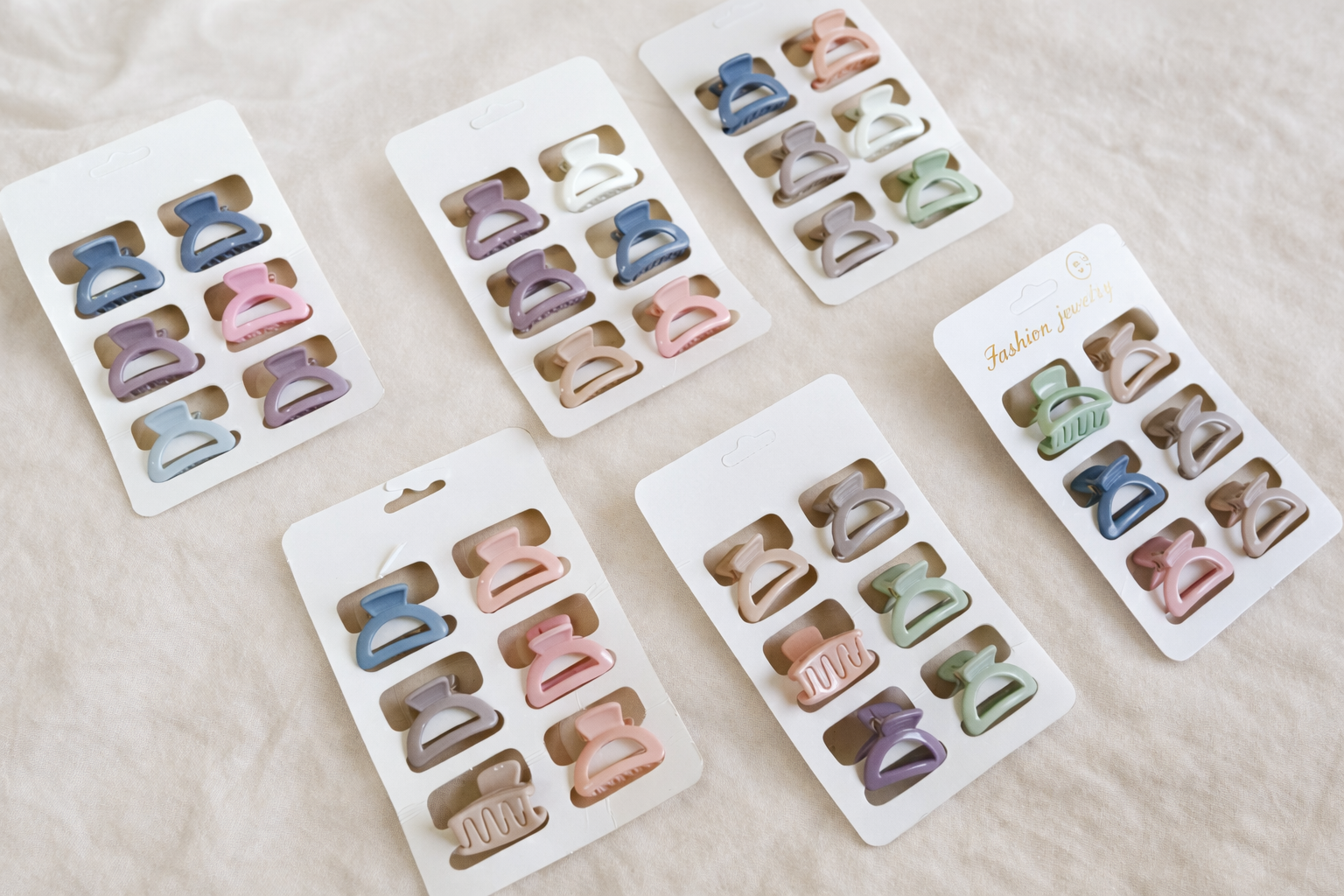 Set of 6 Mini Matte Finish Hair Claw Clips – Multicolor