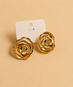 Trendy Gold Flower Stud Earrings for Girls & Women