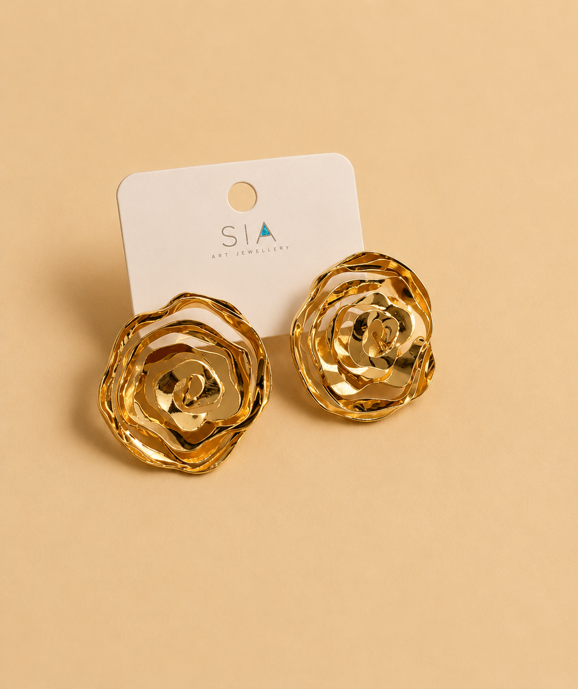 Trendy Gold Flower Stud Earrings for Girls & Women