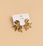 Golden Palm Leaf Statement Earrings for Women | Trendy Gold Party Wear Earrings – GIRLY