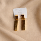 Premium Gold Finish Rectangle Drop Earrings | Stylish & Trendy