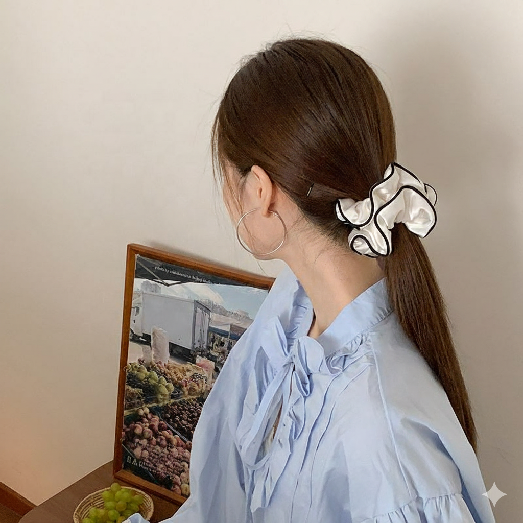 Luxury Crinkled Satin  Scrunchies Oversized Hair Tie for Women