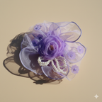 Floral Hair Clip with Pearls & Net Detailing