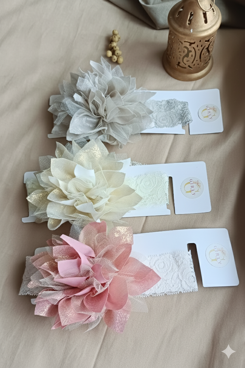 Elegant Floral Lace Headbands – Soft Bloom Collection by GIRLY