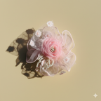 Floral Hair Clip with Pearls & Net Detailing