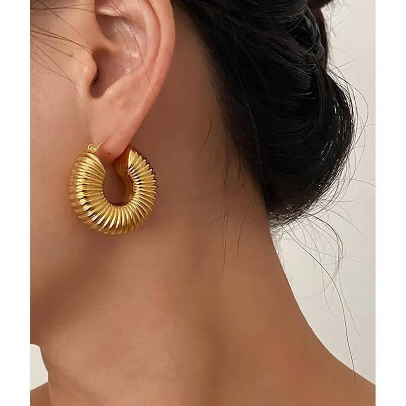 Golden Coil Hoops Celebrity Inspired Trendy Latest Stylish Gold Plated Hoops Dangle Earrings for Women and Girls