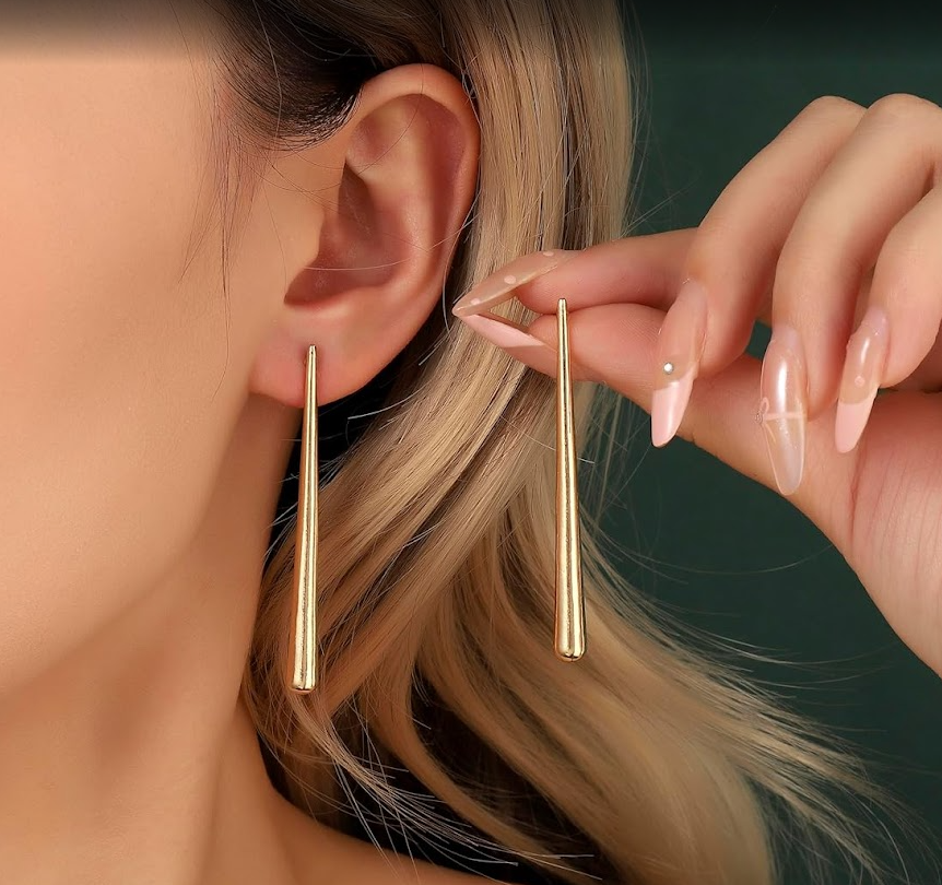 Bold Gold Long Drop Earring