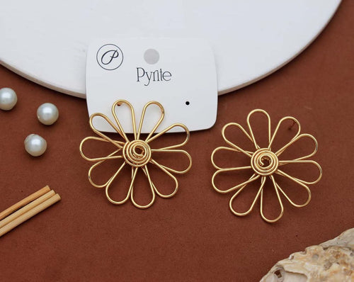 Buy Gold Wire flower Earrings Online | GIRLY Jewellery