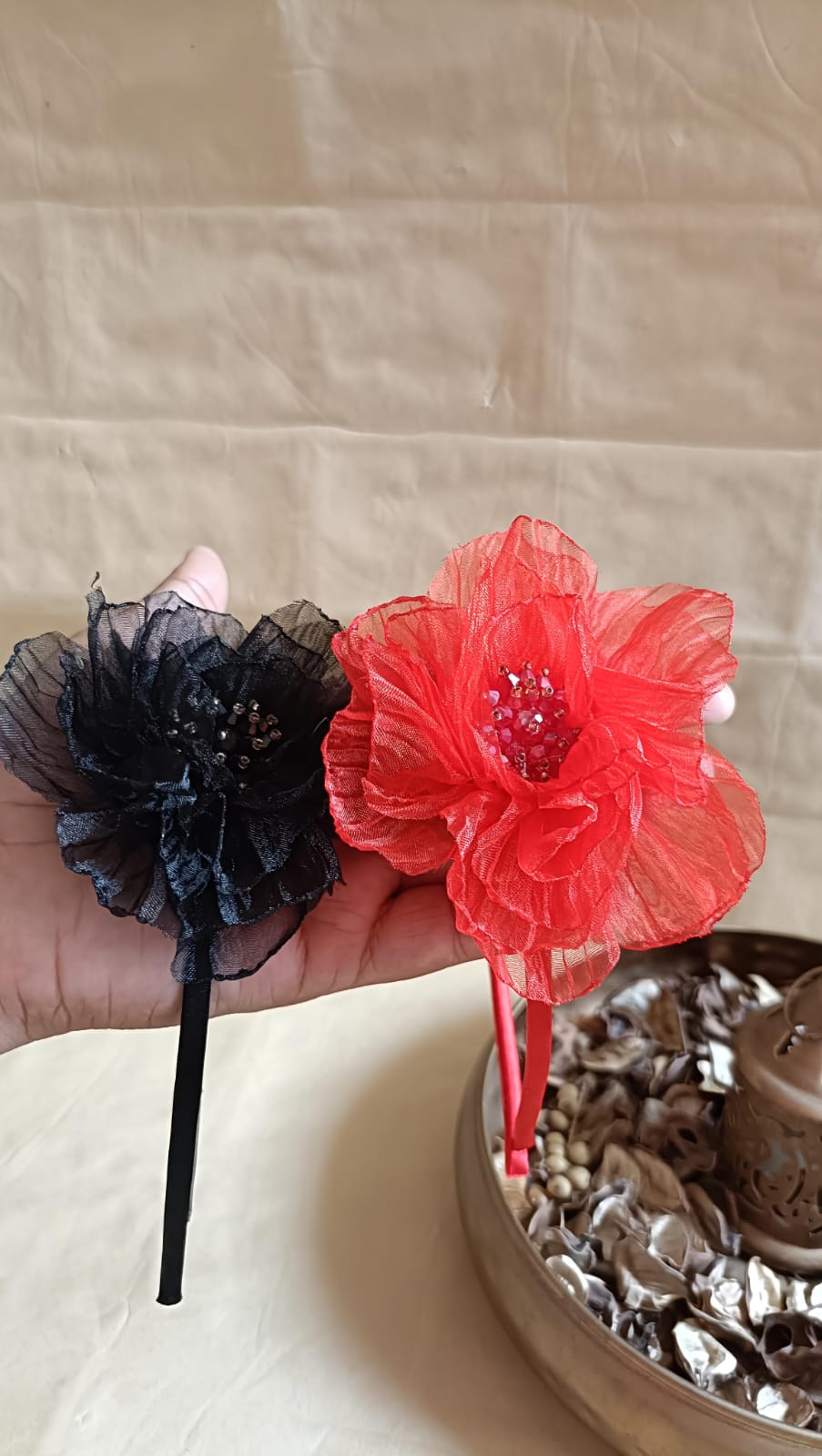 Ivory Floral Headband for Girls & Women – Elegant Wedding & Party Hair Accessory