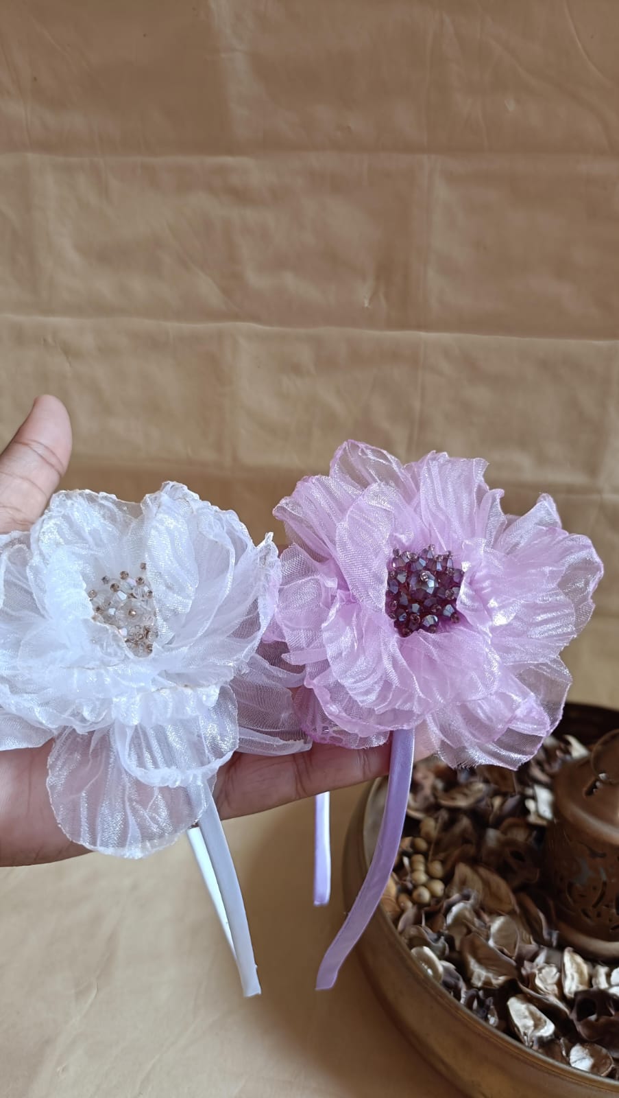 Ivory Floral Headband for Girls & Women – Elegant Wedding & Party Hair Accessory