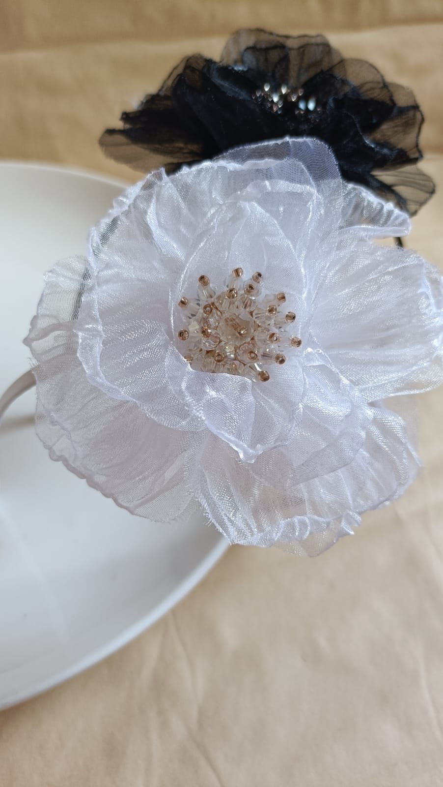 Ivory Floral Headband for Girls & Women – Elegant Wedding & Party Hair Accessory