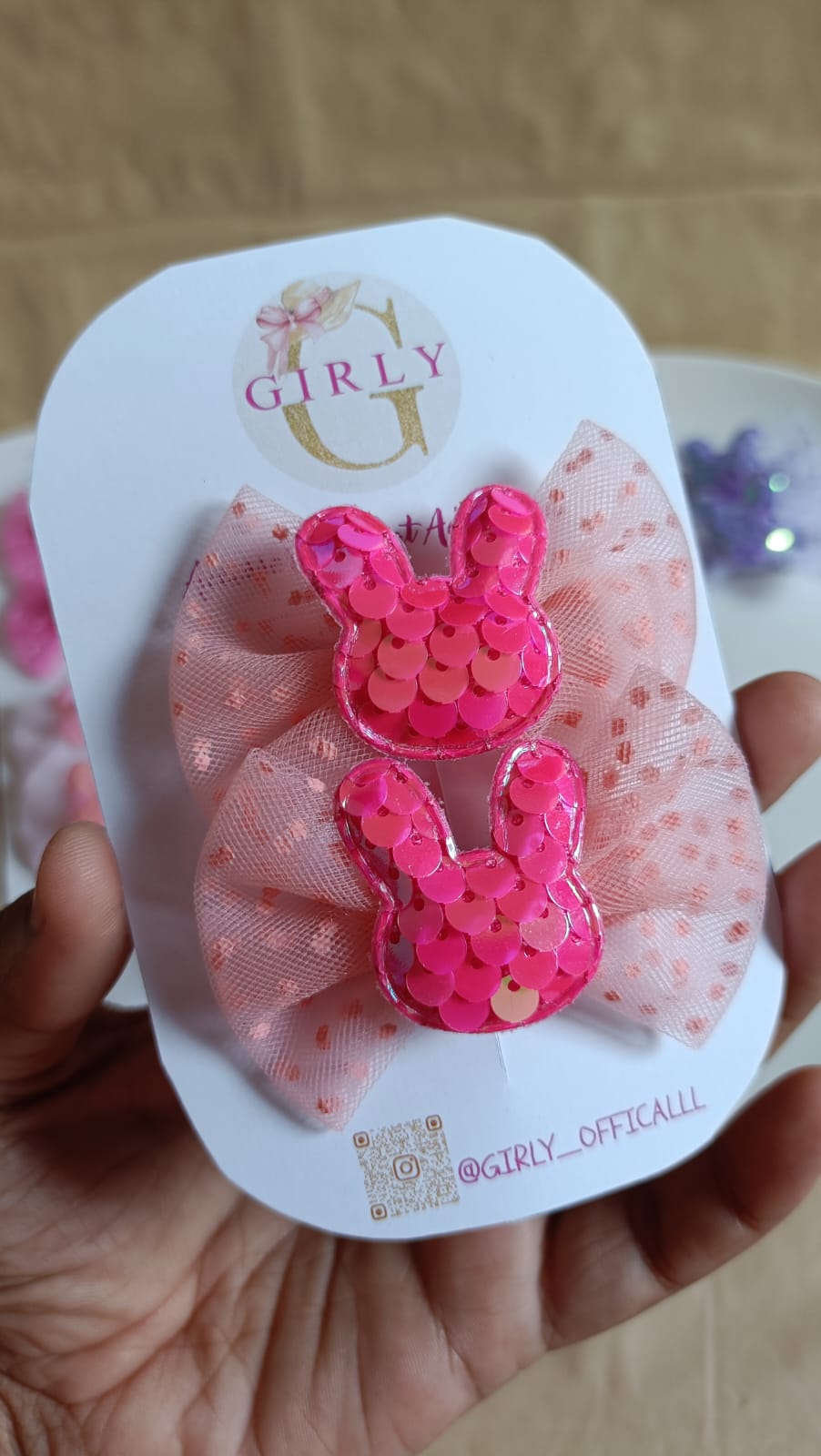 Bunny Sequin Hair Clip for Girls | Cute Bow Hair Accessory